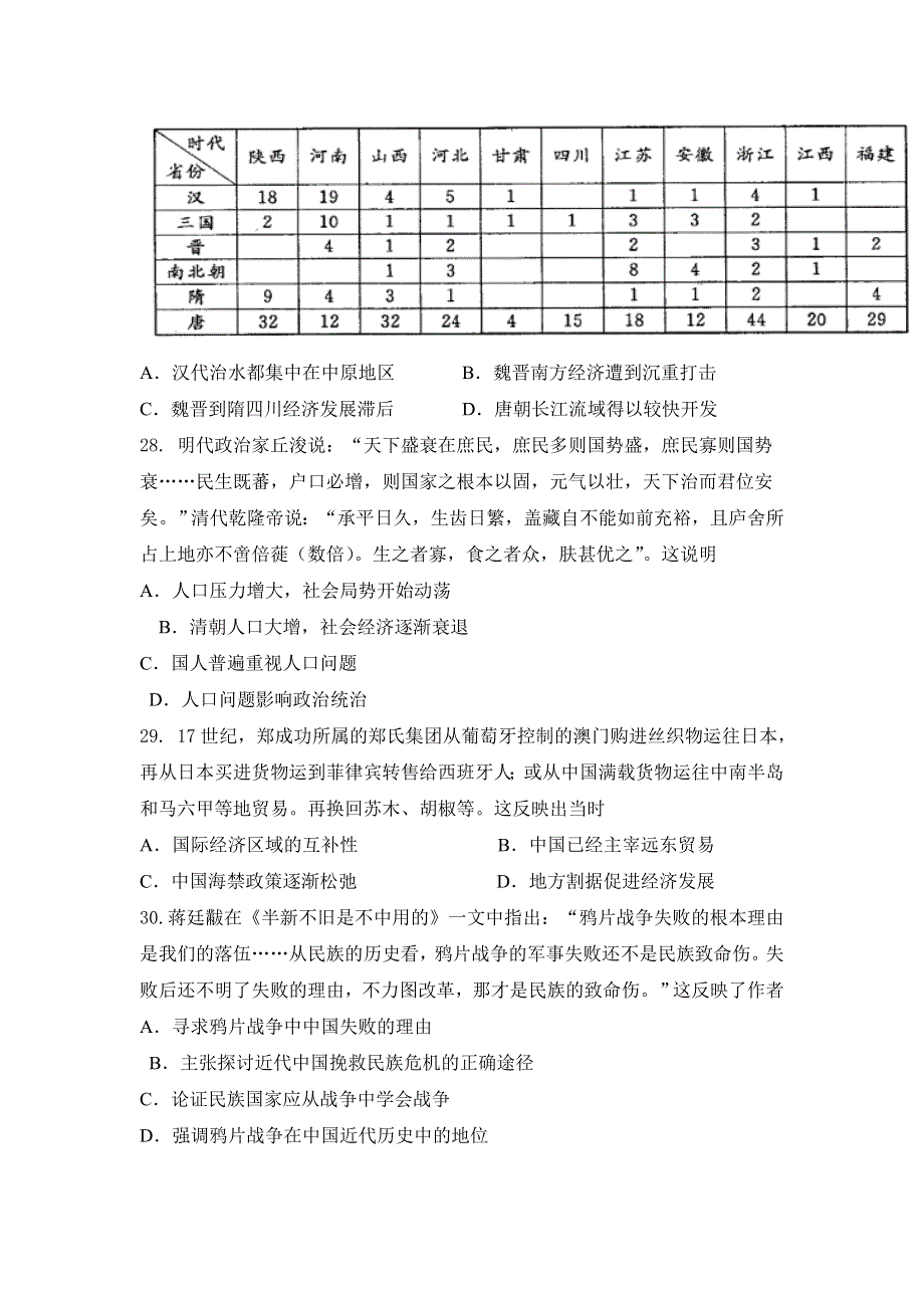 四川省攀枝花市第十五中学校2021届高三上学期第1次周考文综历史试卷 WORD版含答案.doc_第2页