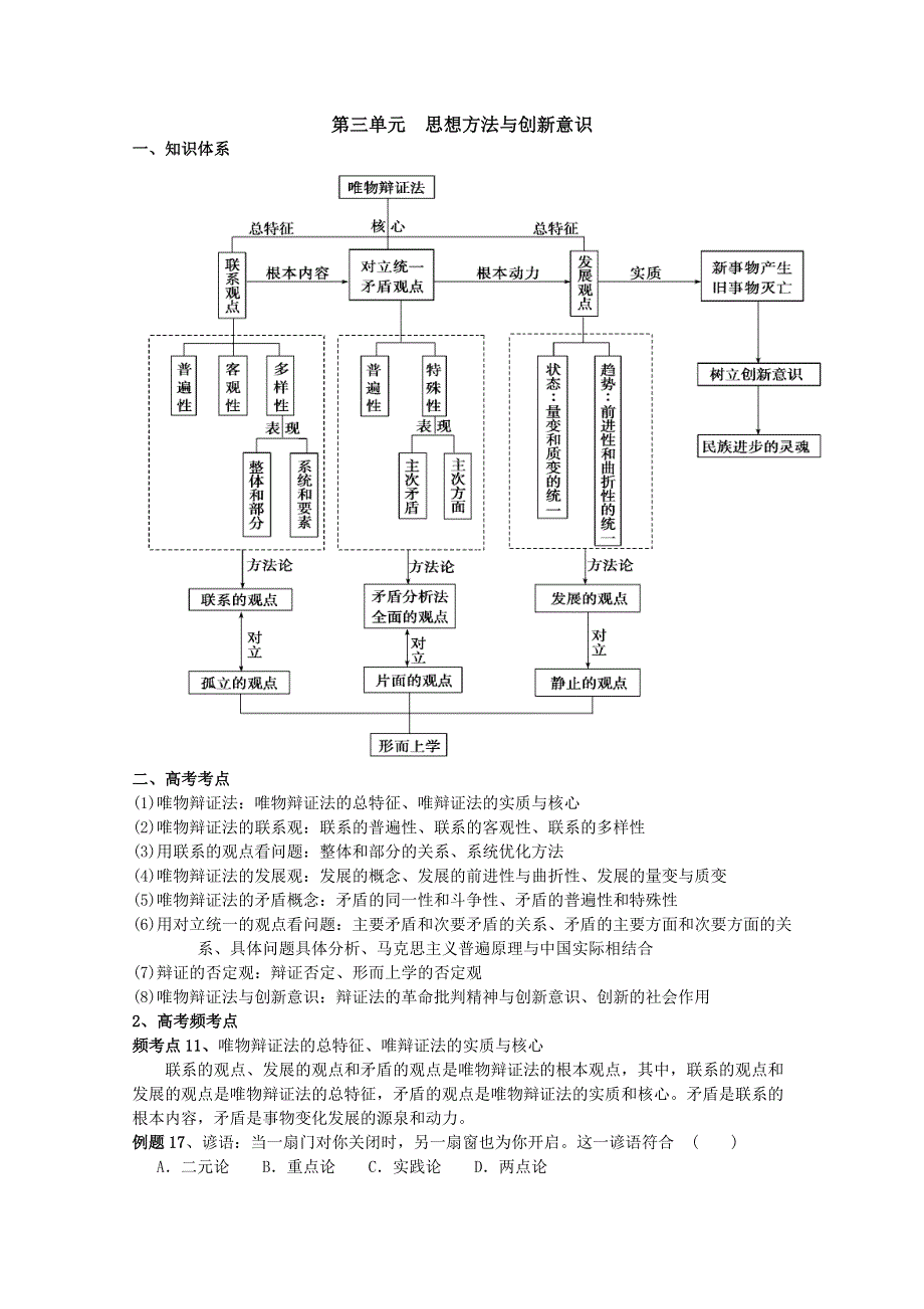 2012届高三政治二轮考点知识诠释：第三单元思想方法与创新意识（新人教必修3）.doc_第1页