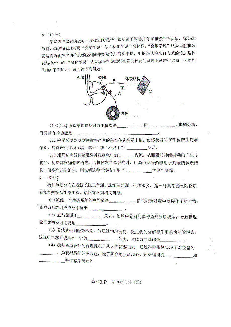 辽宁省沈阳市2020届高三上学期教学质量检测（一）生物试题 PDF版缺答案.pdf_第3页