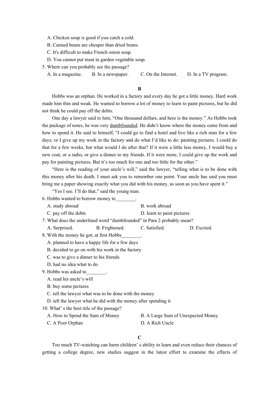 《发布》甘肃省天水市一中2017-2018学年高一下学期第二学段考试英语试题 WORD版含答案.doc_第2页