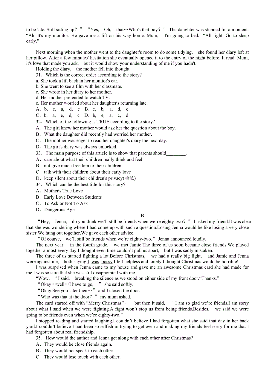 2013年高考英语一轮复习课时作业33：MODULE 3　INTERPERSONAL RELATIONSHIPS—FRIENDSHIP（外研版选修6通用）.doc_第3页