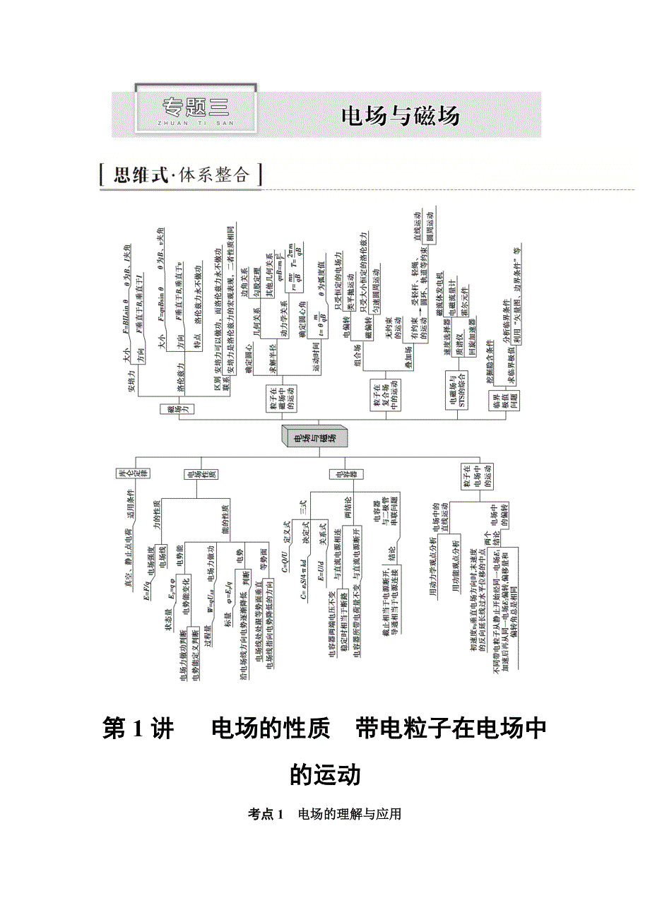 2020新课标高考物理二轮复习教师用书：第1部分 专题3 第1讲　电场的性质　带电粒子在电场中的运动 WORD版含答案.doc_第1页