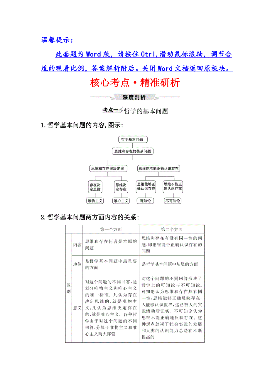 2021届高考政治一轮复习方略核心考点&精准研析 4-1-2　百舸争流的思想 WORD版含解析.doc_第1页