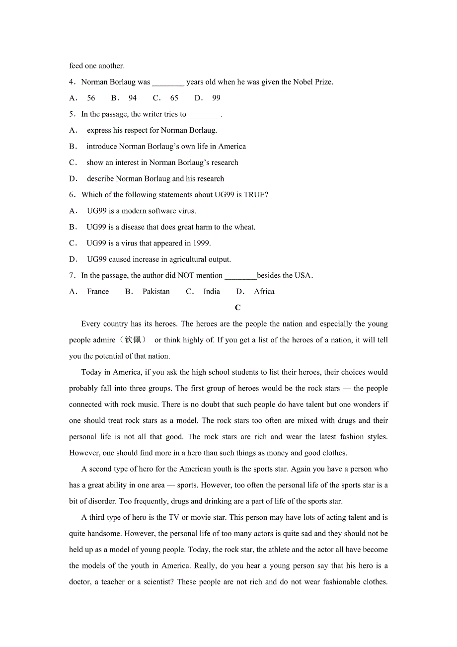 《发布》甘肃省天水市一中2018-2019学年高一上学期第二学段考试英语试题 WORD版含答案.doc_第3页