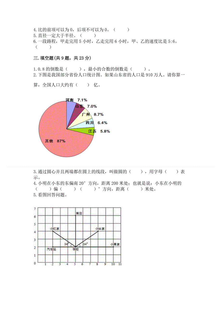 人教版六年级上学期期末质量监测数学试题精华版.docx_第2页