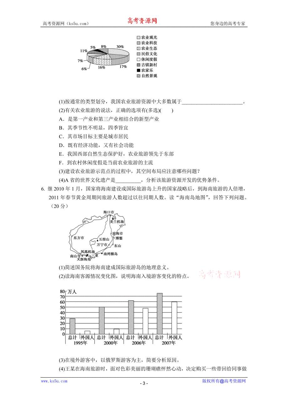 2012届高考地理一轮复习专题训练（人教版）：选修3　旅游地理.doc_第3页