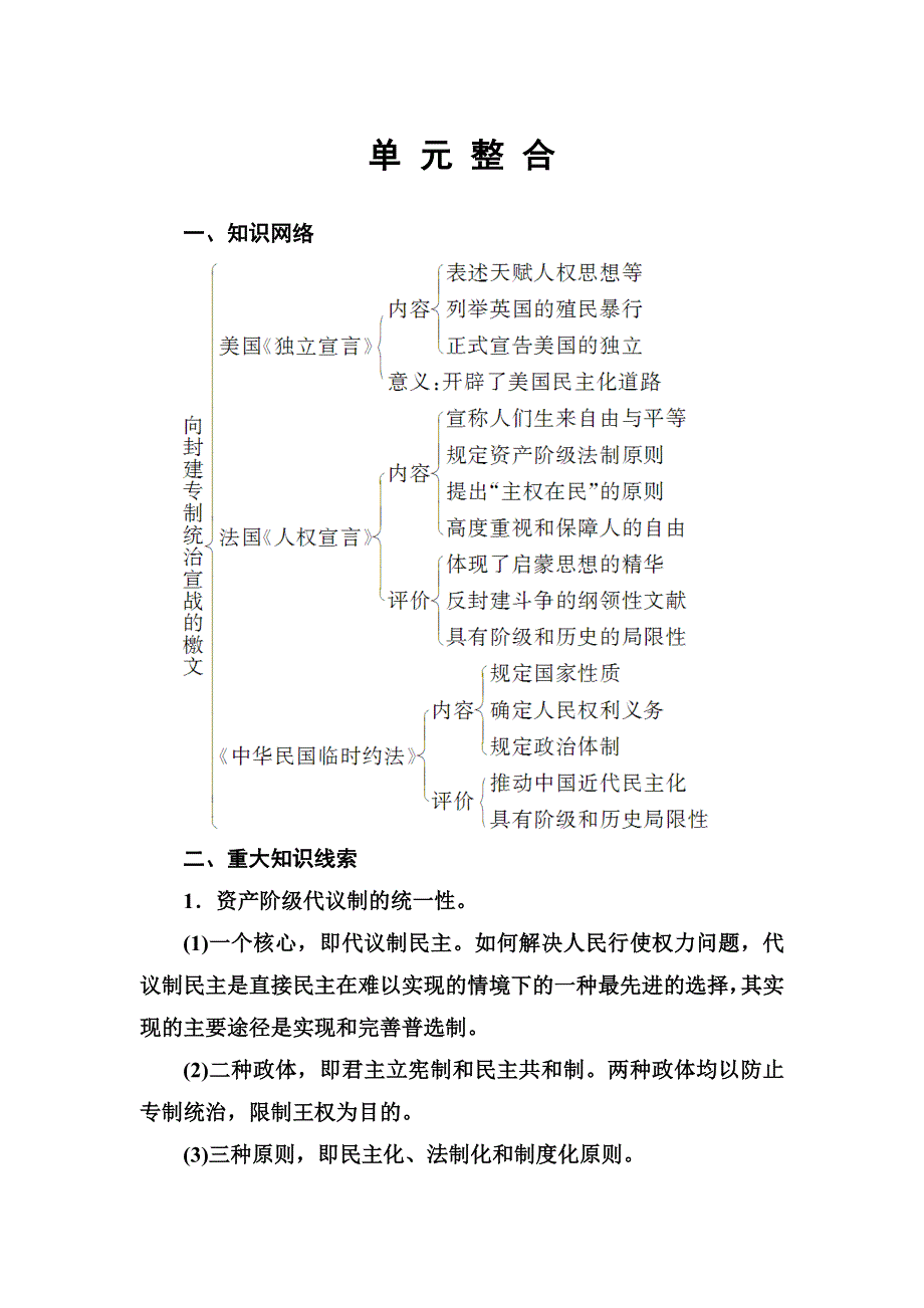 2016-2017年历史&选修2（人教版）练习：单 元 整 合3 WORD版含解析.doc_第1页