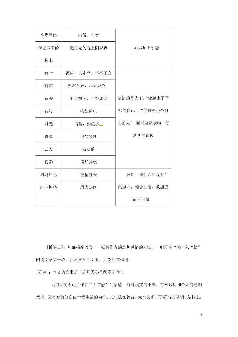 人教版高中语文必修二《荷塘月色》教案教学设计优秀公开课 (72).pdf_第2页