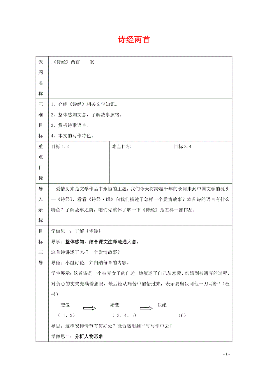 人教版高中语文必修二《诗经》两首 教案教学设计优秀公开课 (54).pdf_第1页