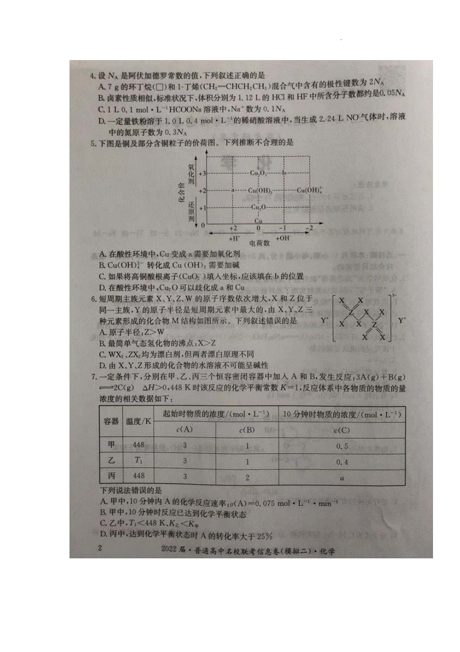 2022届高三普通高中名校联考信息卷（模拟二）试卷及答案——化学（解析版）.pdf_第2页