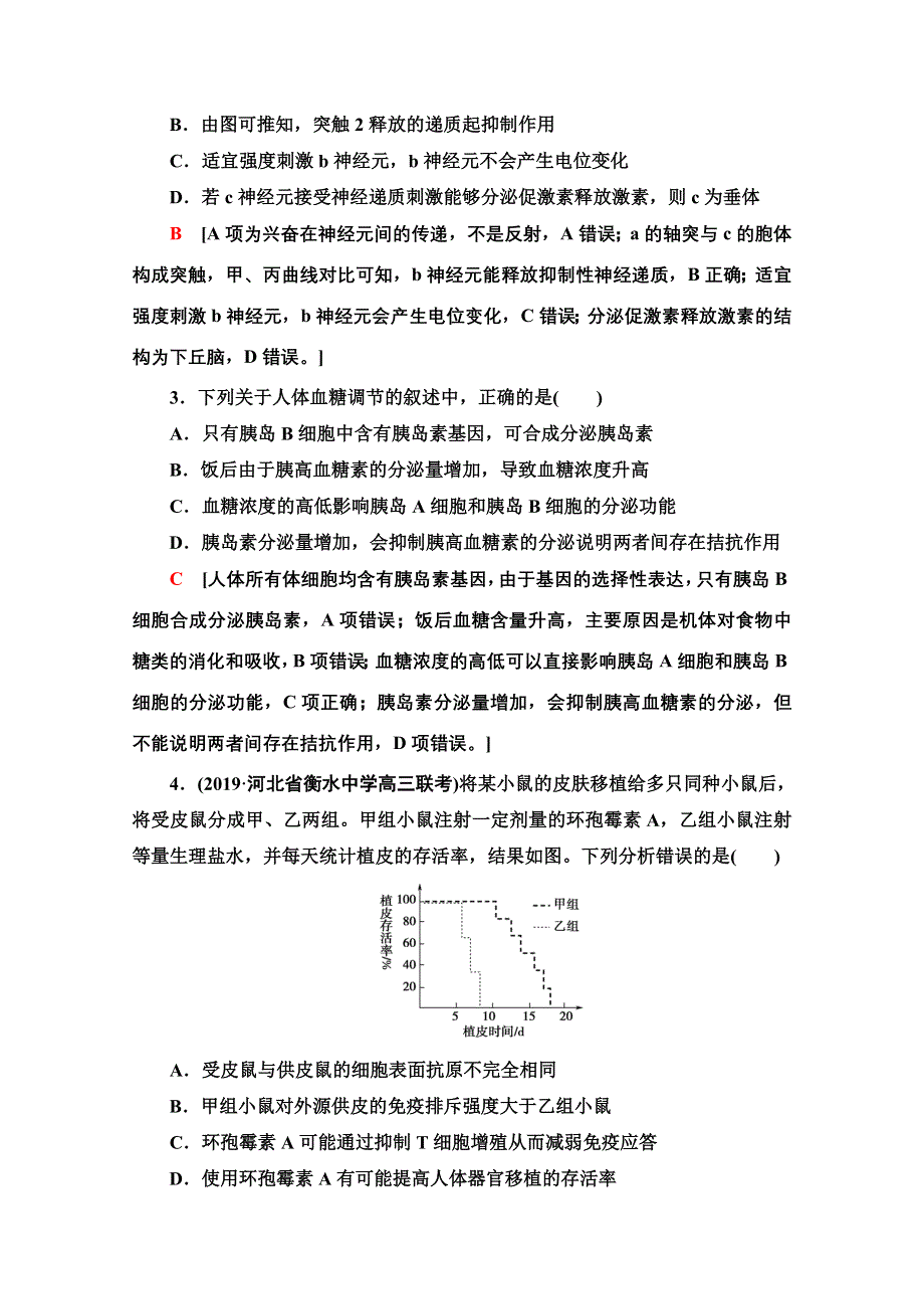 2020新课标高考生物二轮专题限时集训11　生命活动的调节 WORD版含解析.doc_第2页