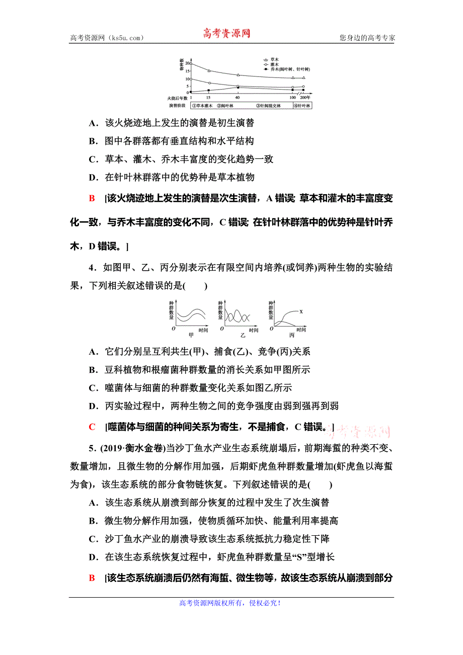 2020新课标高考生物二轮复习专题限时集训12　生物与环境 WORD版含解析.doc_第2页