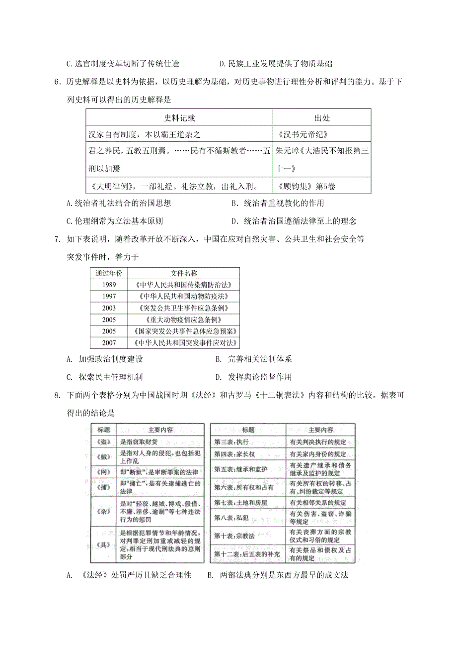 山东省日照市五莲县2020-2021学年高二上学期期中考试历史试题 WORD版含答案.doc_第2页