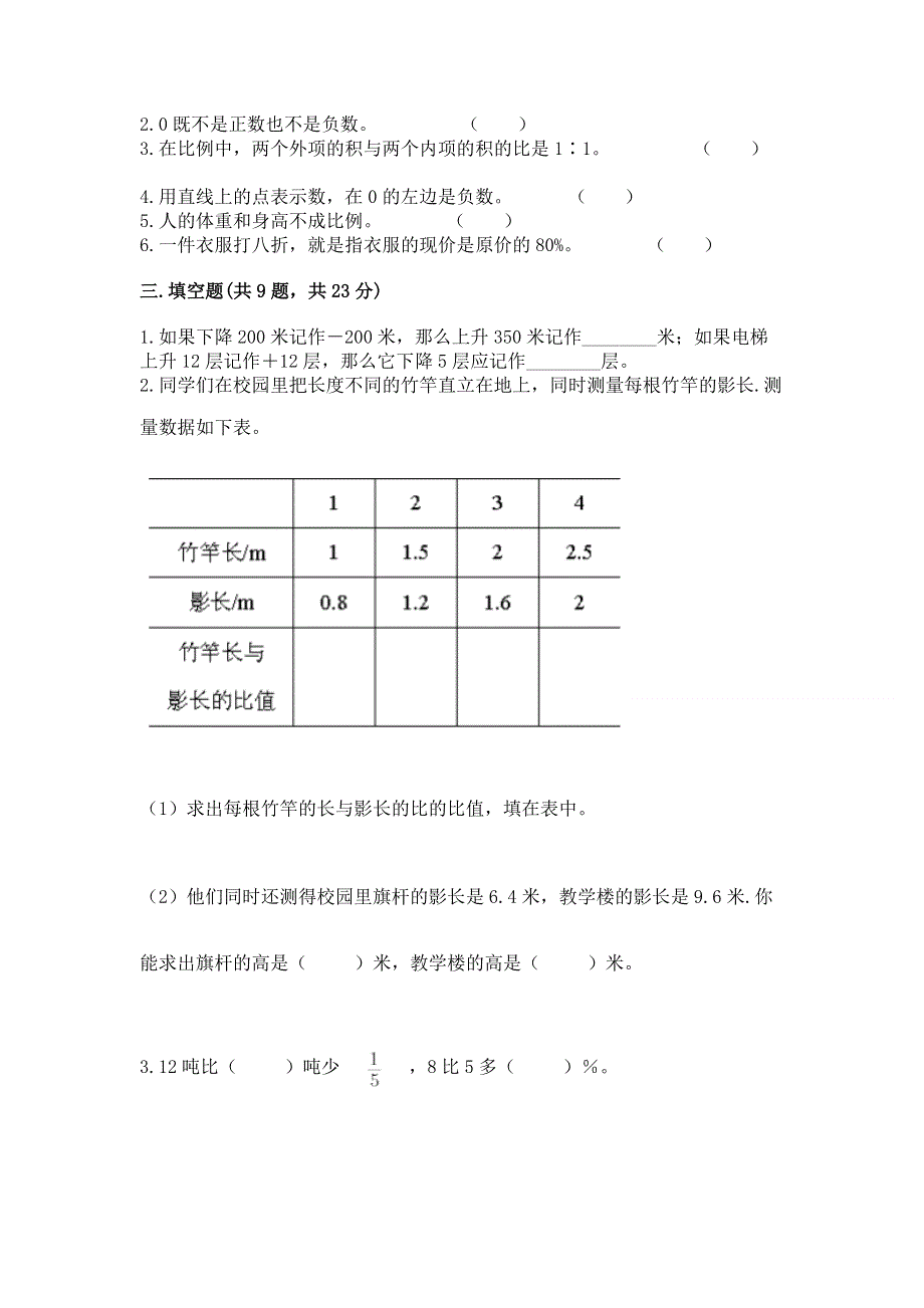 人教版六年级下册数学 期末测试卷及答案免费.docx_第2页