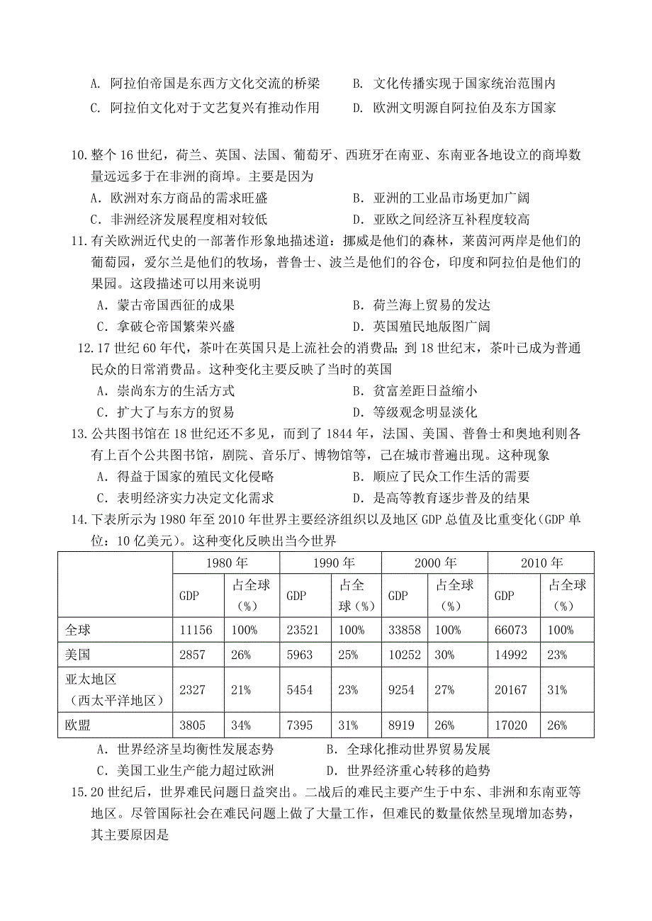 山东省日照市五莲县2020-2021学年高二下学期期中考试历史试题 WORD版含答案.doc_第3页