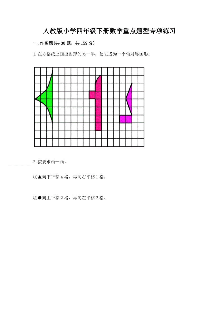 人教版小学四年级下册数学重点题型专项练习（重点班）.docx_第1页