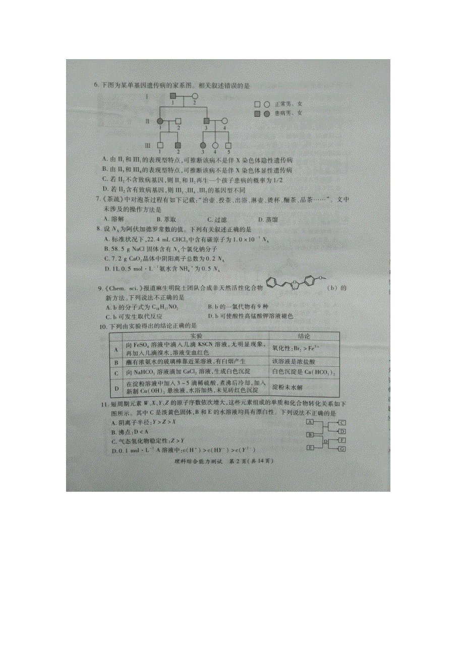 《发布》福建省厦门市2018届高三下学期第一次质量检查（3月）理科综合 扫描版含答案.doc_第2页