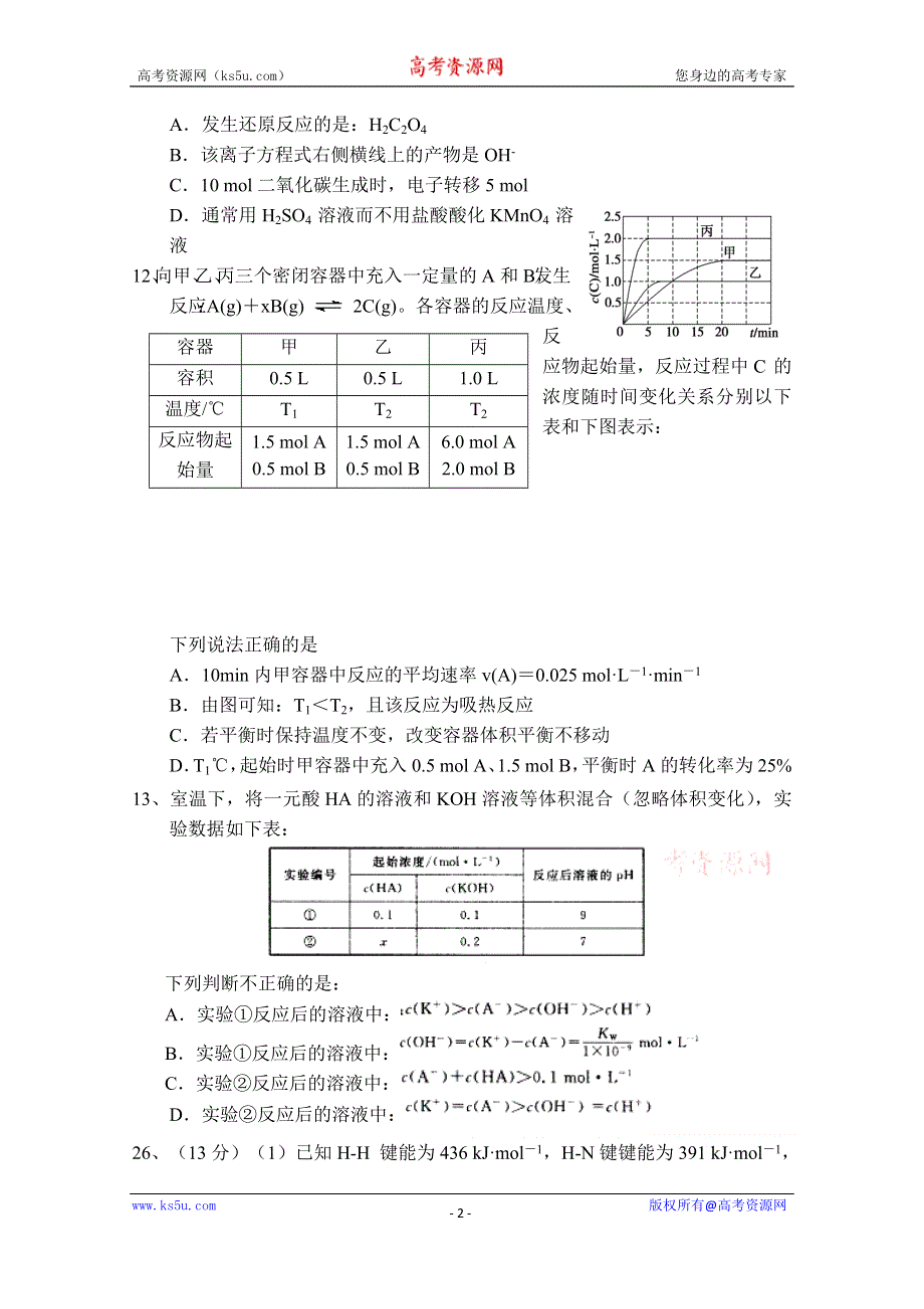 广东省佛山市顺德一中顺德李兆基中学顺德实验学校等六校2016届高三上学期期中考试化学试题 WORD版含答案.doc_第2页