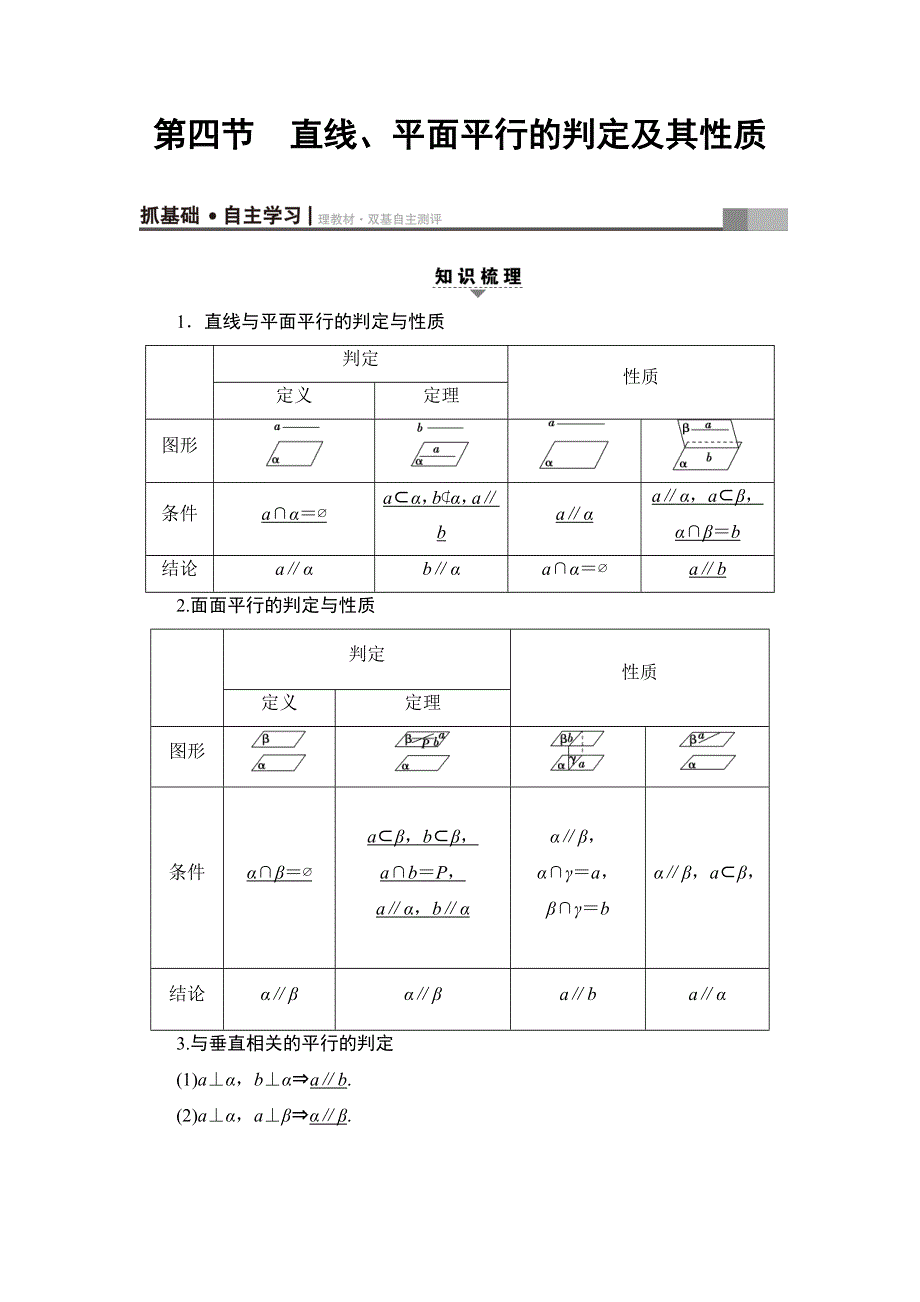 2018高考一轮数学（浙江专版）（练习）第7章 第4节 直线、平面平行的判定及其性质 WORD版含答案.doc_第1页