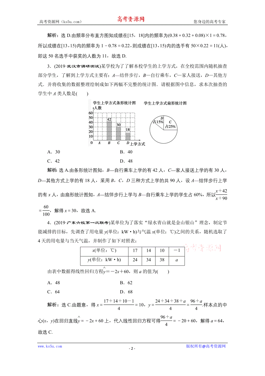 2020新课标高考数学二轮练典型习题：第二部分专题四 第2讲　统计与统计案例 WORD版含解析.doc_第2页