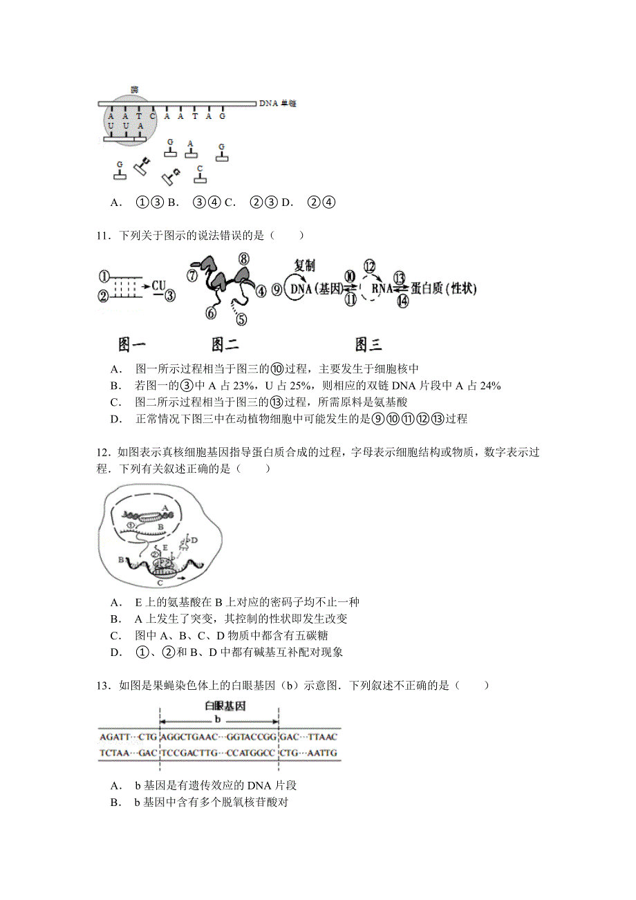 2014-2015学年湖北省黄冈市浠水县实验高中高一（下）月考生物试卷（5月份） WORD版含解析.doc_第3页