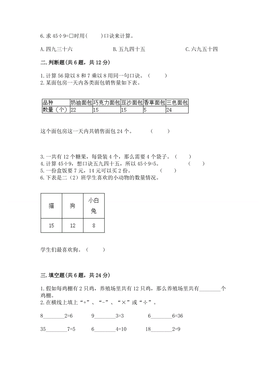 人教版小学二年级下册数学期中测试卷（实用）.docx_第2页