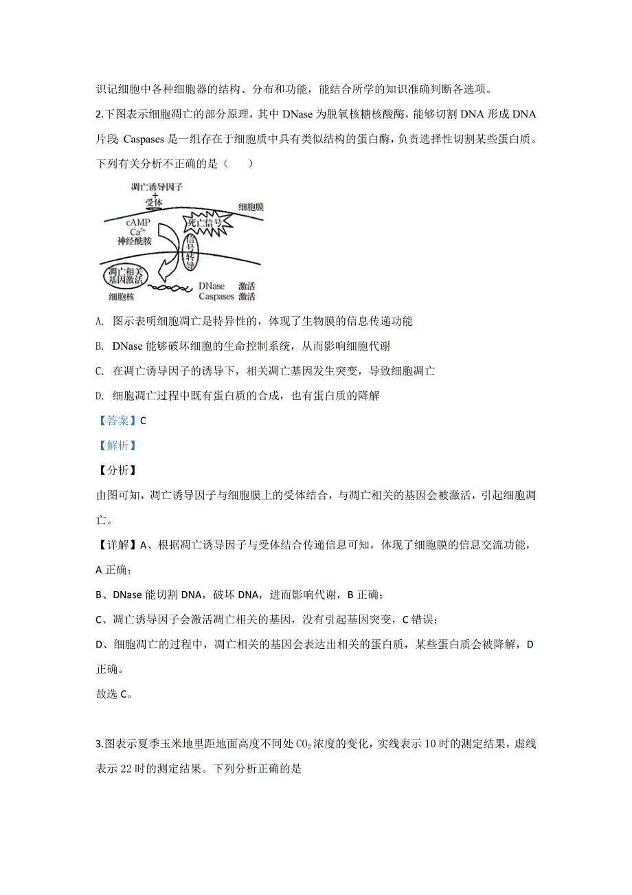 山东省泰安肥城市2020届高三适应性训练（一）生物试题 WORD版含解析.doc_第2页