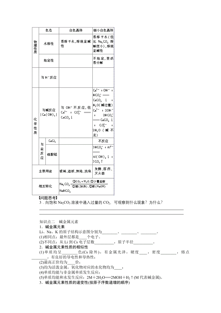 2016届高考化学总复习大一轮（人教版江苏专用） 学案13 第三章 常见的金属及其化合物 钠的其它常见化合物 碱金属元素.doc_第2页