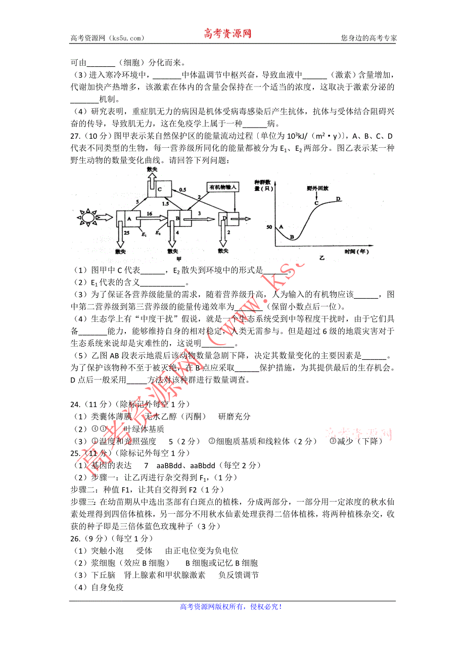 《原创》2013届高三理综生物二卷必修专项练习五、六.doc_第2页