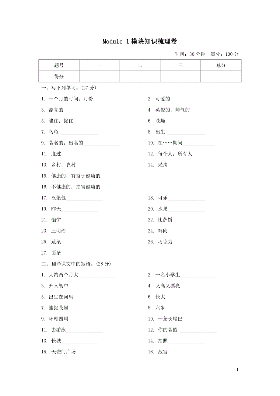 六年级英语上册Module1 Getting to know each other模块知识梳理卷（沪教牛津版三起）.doc_第1页