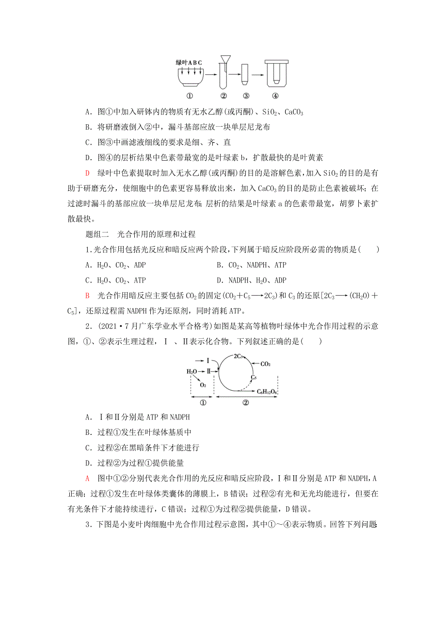 2022届高考生物一轮复习 考点练6 光合作用（含解析）.doc_第2页