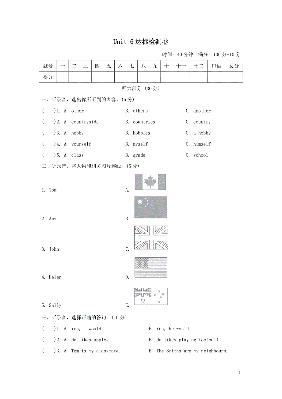 六年级英语上册Module2 Relationships Unit6 E_friends单元检测卷（沪教牛津版三起）.doc_第1页