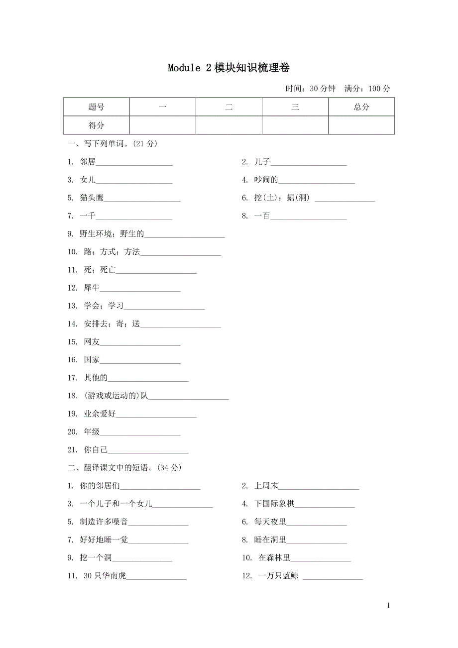 六年级英语上册Module2 Relationships模块知识梳理卷（沪教牛津版三起）.doc_第1页