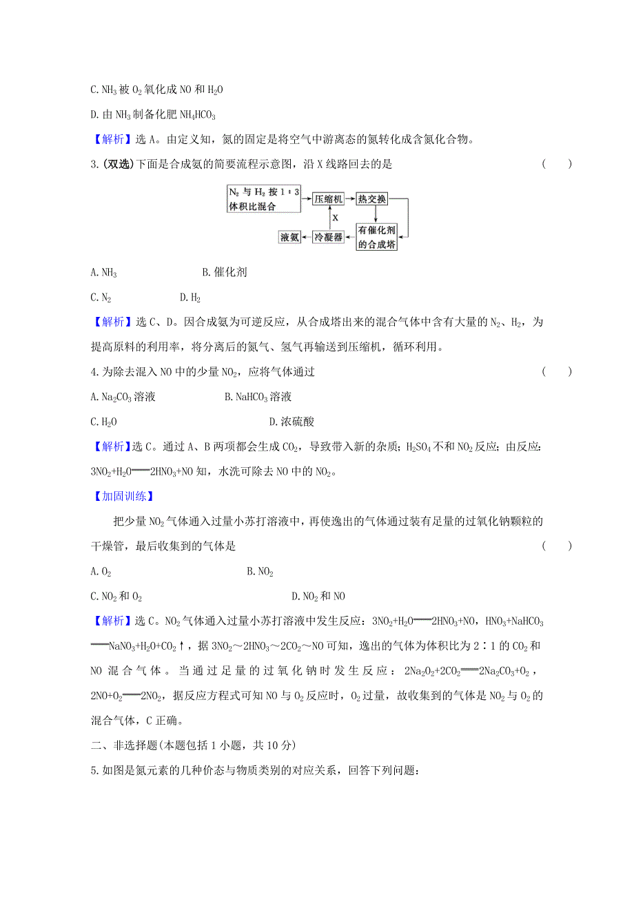 2020-2021学年新教材高中化学 专题7 氮与社会可持续发展 1 氮的固定课时练（含解析）苏教版必修2.doc_第2页