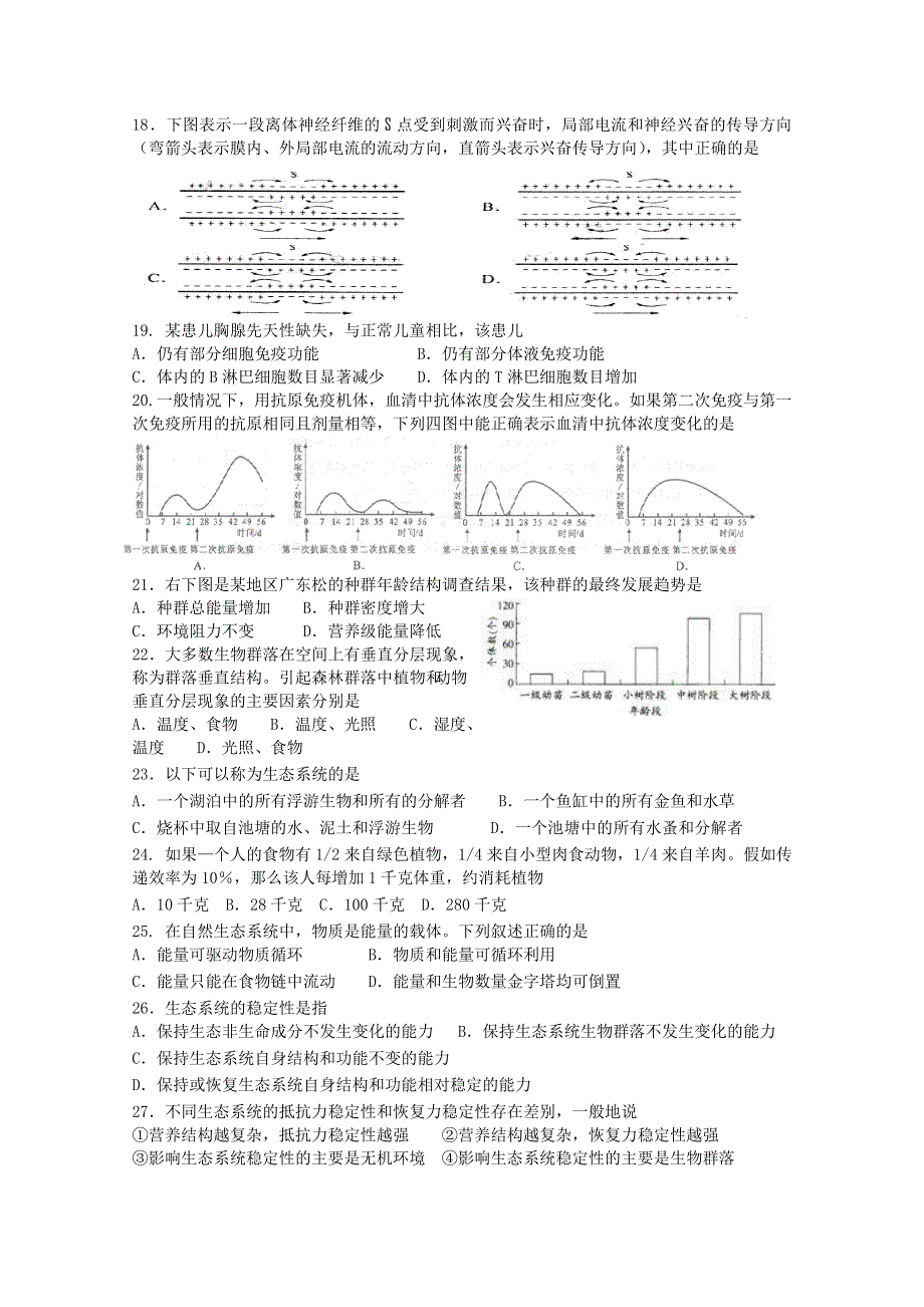 山东省济南外国语学校10-11学年高二入学检测（生物）.doc_第3页