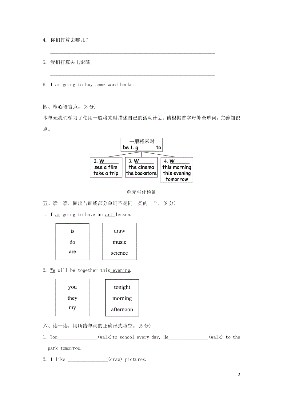 六年级英语上册Unit 3 My weekend plan单元知识梳理卷（人教PEP）.doc_第2页