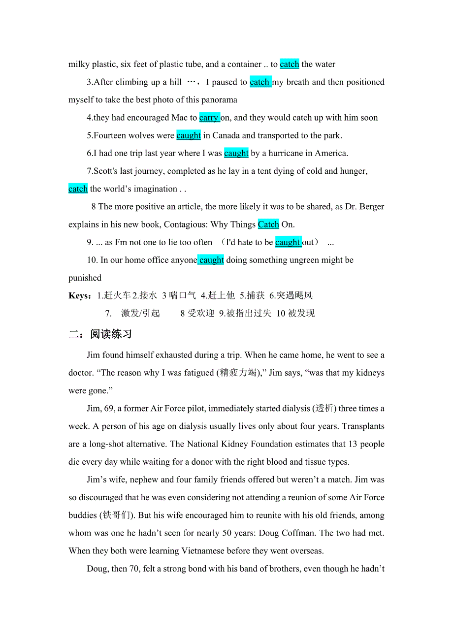 2021届高考英语二轮复习核心词汇精析 阅读练习（六） WORD版含解析.doc_第3页