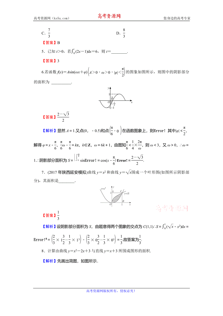 2019-2020学年人教A版高中数学选修2-2配套限时规范训练：第1章 导数及其应用 1-7-1 WORD版含解析.doc_第2页