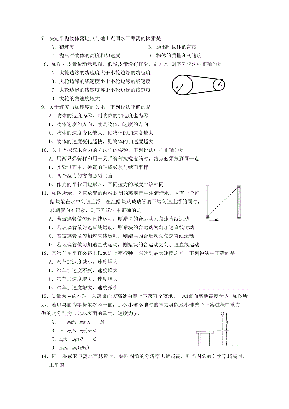 2012年江苏省泰州中学高二学业水平测试模拟试卷（1） 物理.doc_第2页