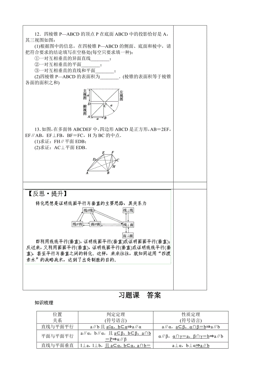 山东省泰安市肥城市第三中学高一数学学案： 立体几何习题课2 必修二.doc_第3页