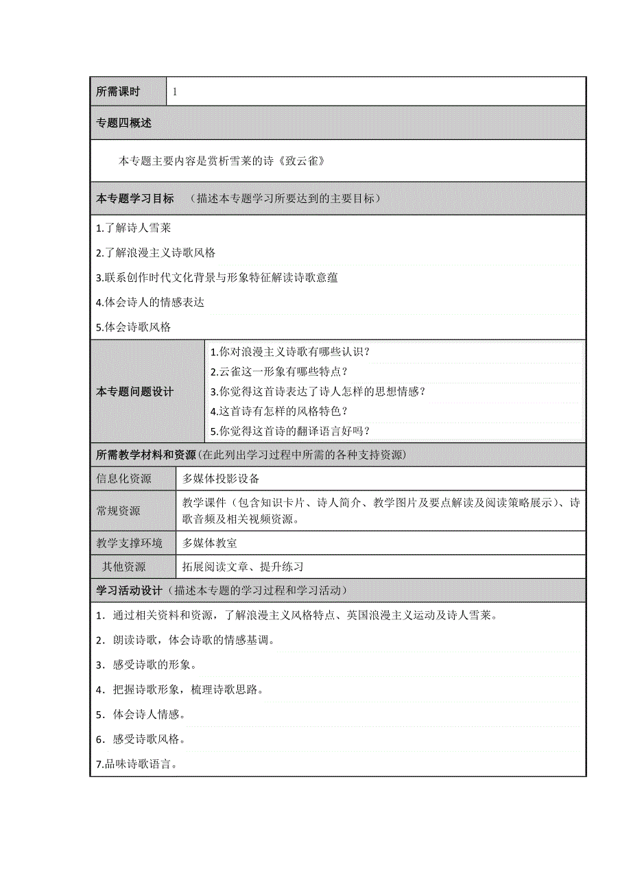 2020-2021学年新教材语文部编版必修上册：2-4 致云雀 教案 3 WORD版含解析.doc_第2页