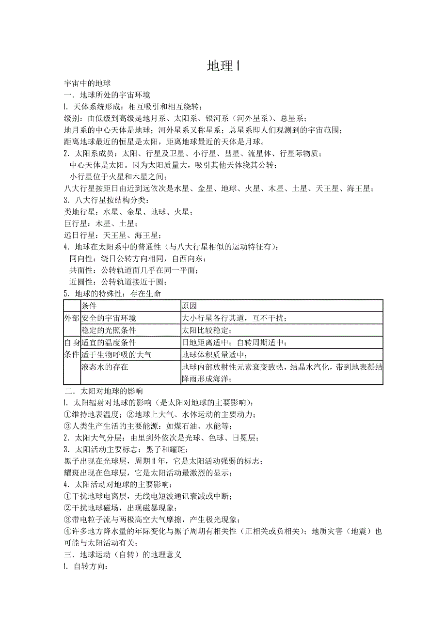 2012年江苏省（地理）学业水平测试必修1知识点清理.doc_第1页