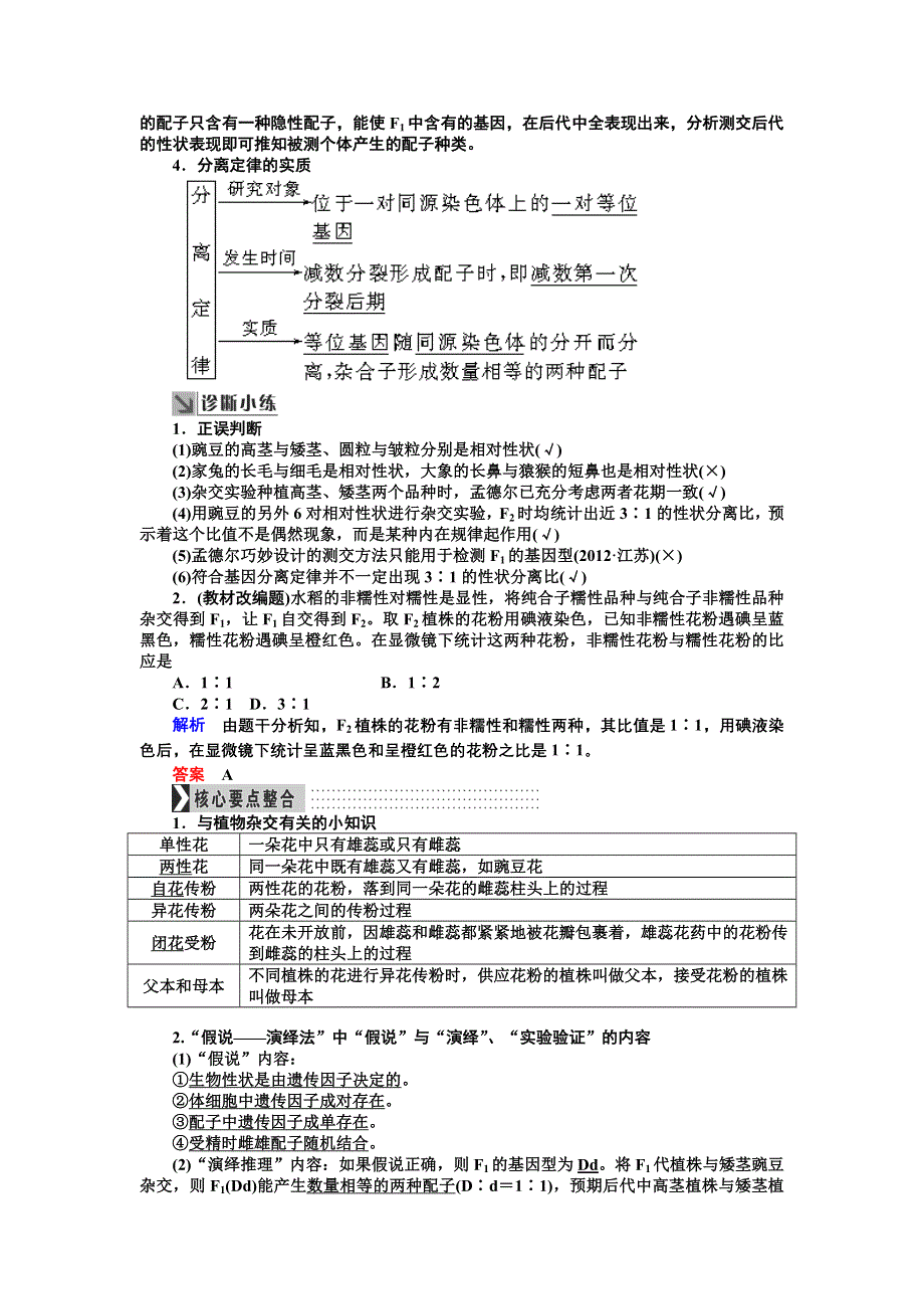 《导学教程》2017届高三生物一轮总复习讲义：第五单元第1讲　孟德尔的豌豆杂交实验（一） WORD版含解析.doc_第2页