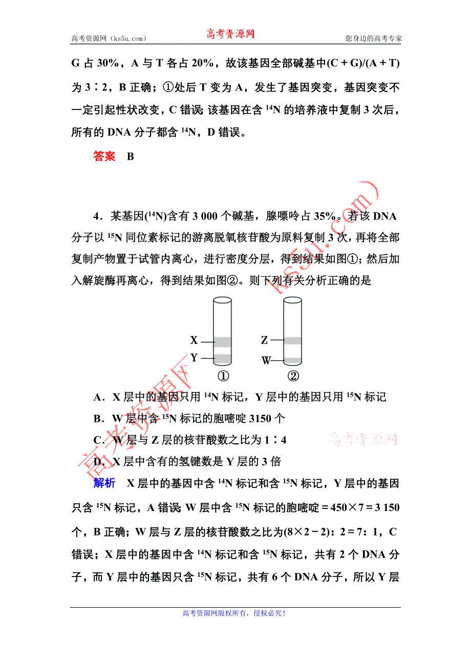 《导学教程》2017届高三生物一轮总复习限时检测：第6单元第2讲 DNA分子的结构和复制、基因是有遗传效应的DNA片断 WORD版含解析.doc_第3页