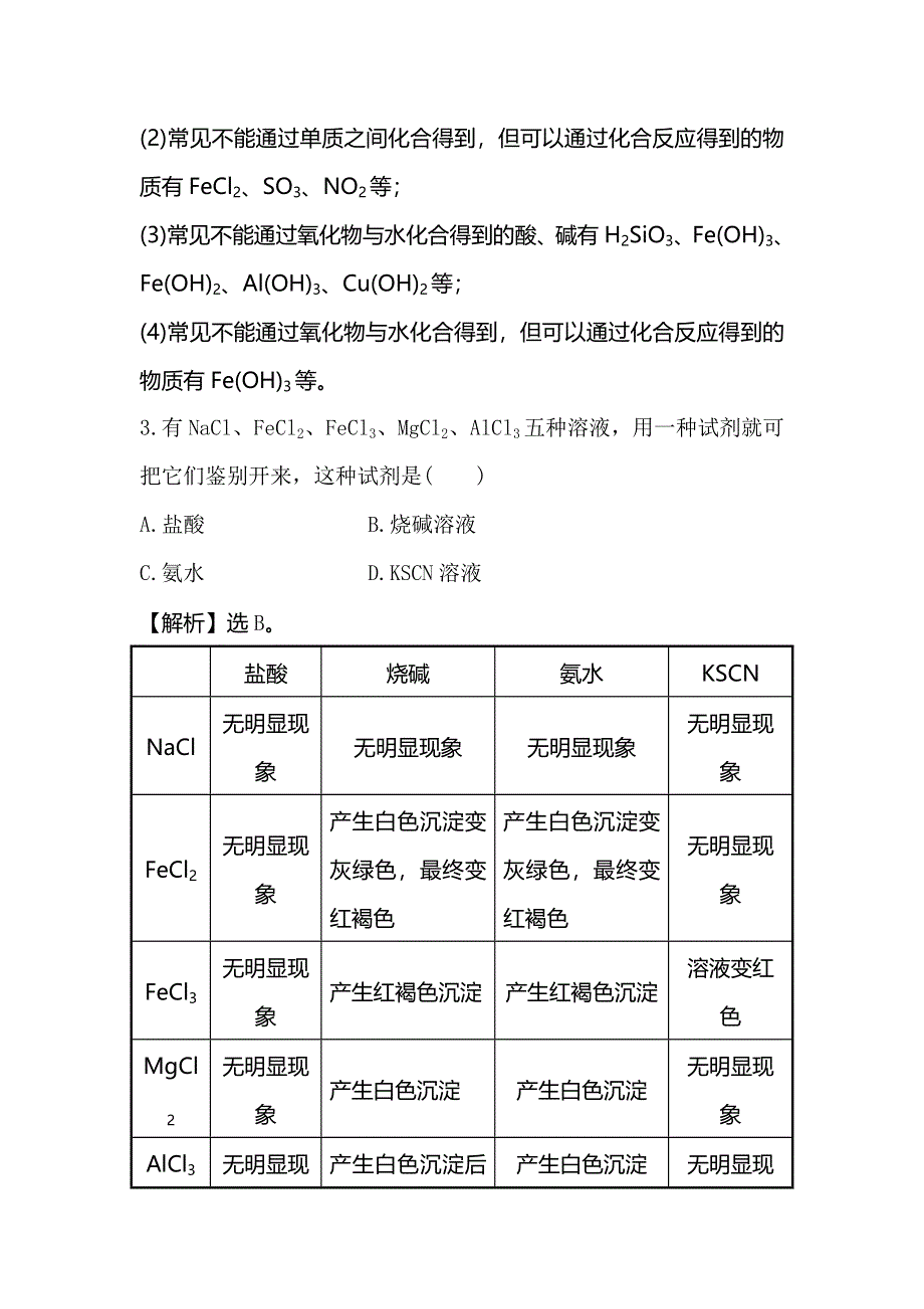 2016届高考化学（人教版）一轮复习跟踪检测（8） WORD版含解析.doc_第2页