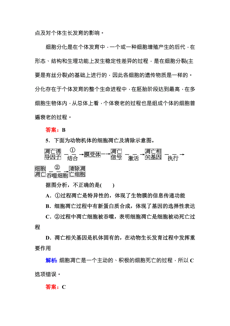 《红对勾》2015-2016学年高一人教版生物必修一随堂检测：6-3细胞的衰老和凋亡 WORD版含答案.DOC_第3页