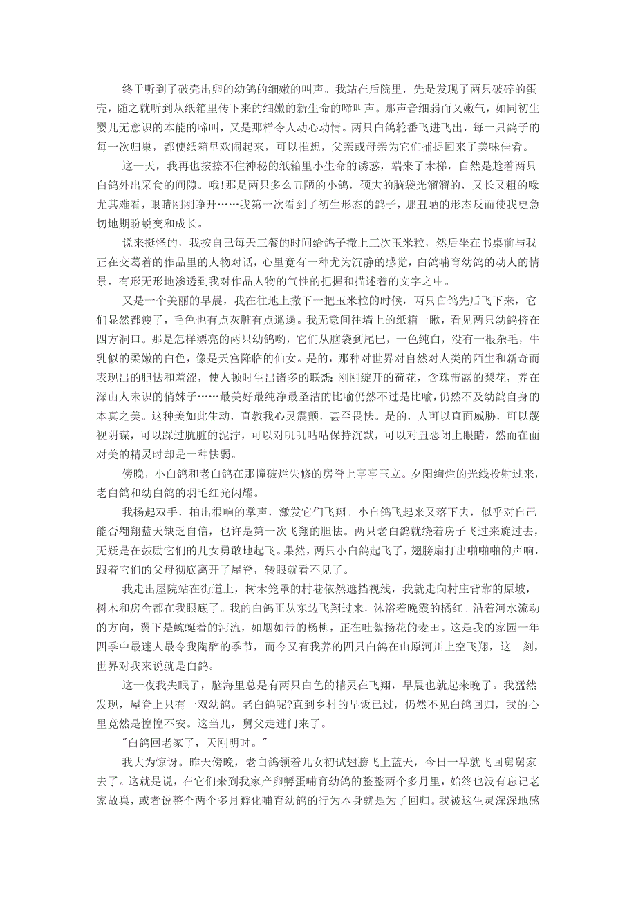 初中语文《辞别白鸽》阅读题及答案.doc_第2页