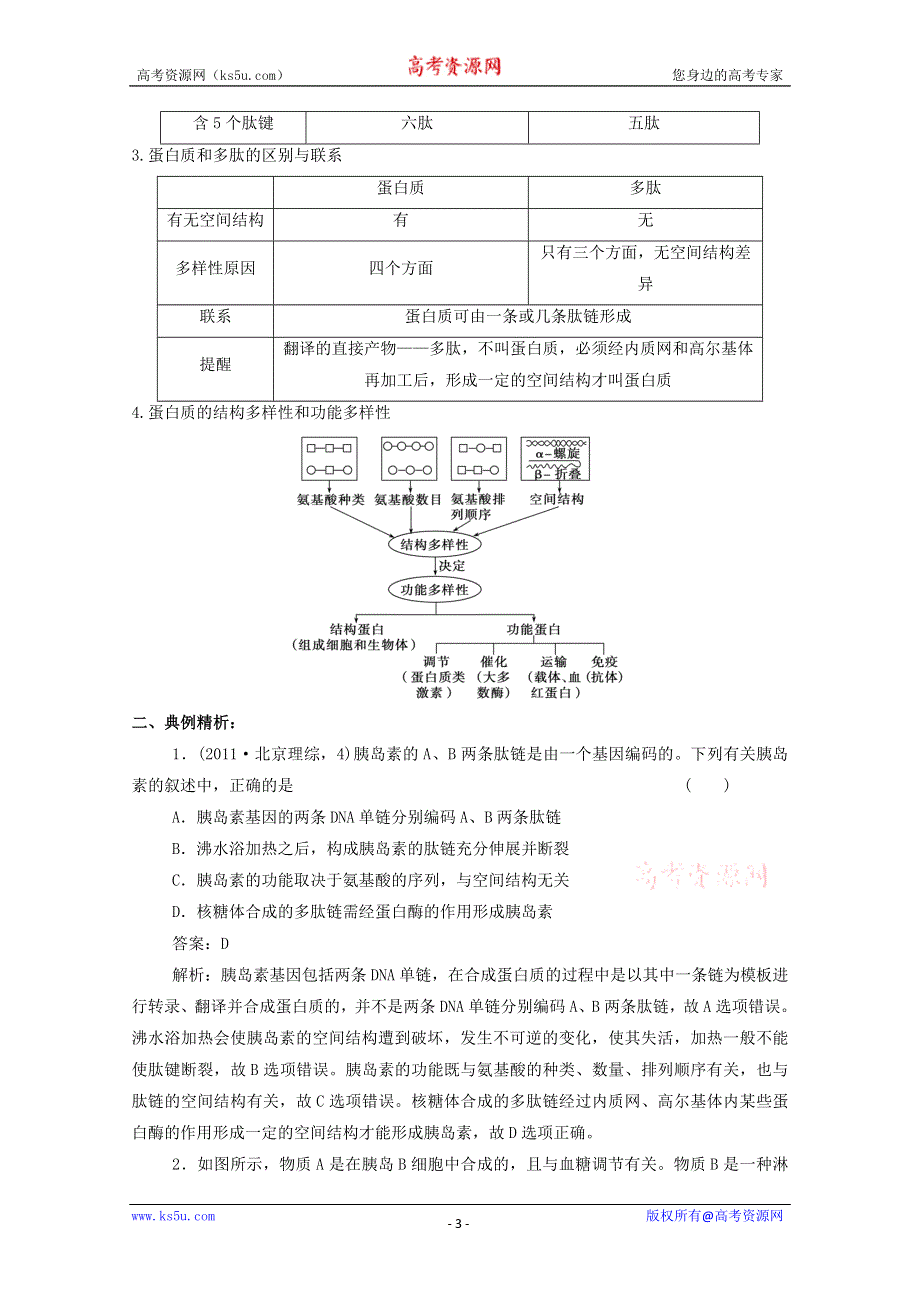 《原创》2013年高考生物考点精讲精析--蛋白质.doc_第3页