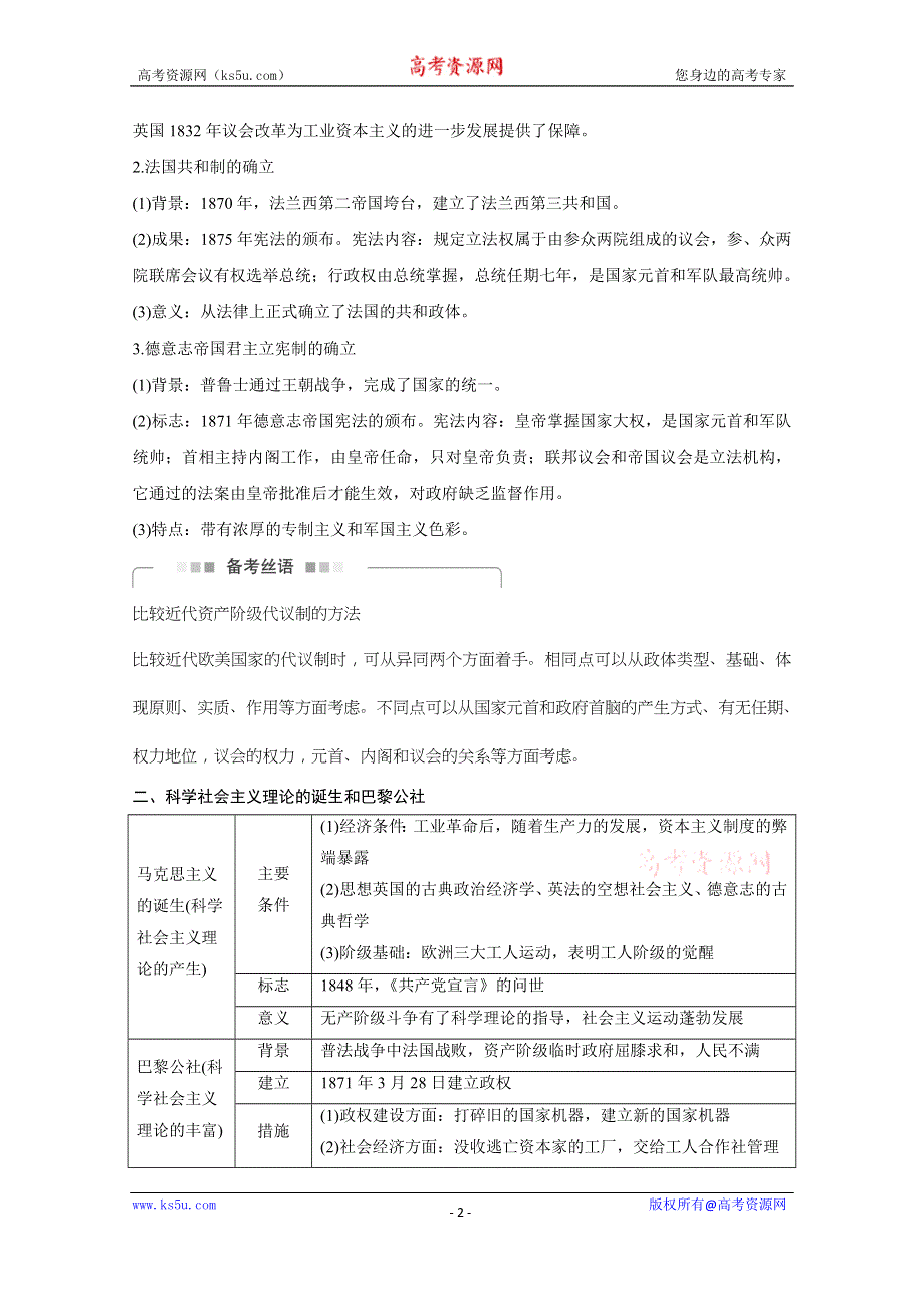 2016届高考历史（全国通用）考前三个月配套文档：第一部分 专题二第6讲工业文明时代的到来(18世纪60年代～20世纪初) WORD版含解析.doc_第2页