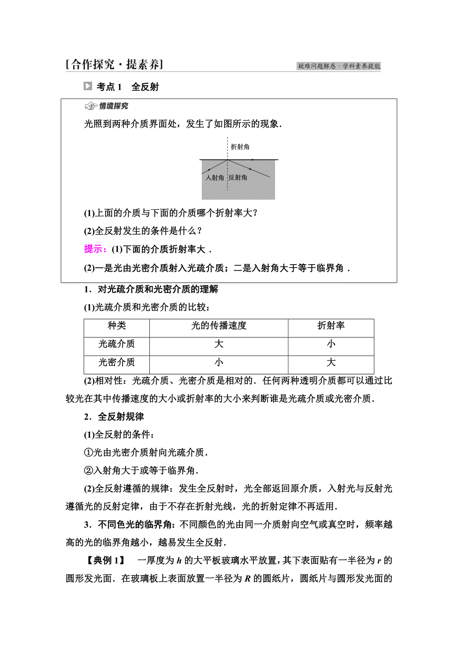 新教材2021-2022学年粤教版物理选择性必修第一册学案：第4章 第3节　光的全反射与光纤技术 WORD版含解析.doc_第3页